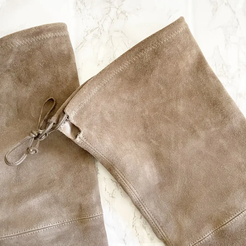 STUART WEITZMAN Highland Suede Over The Knee Boot Light Gray 8
